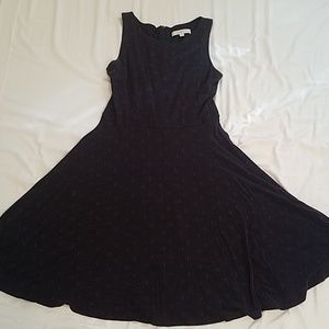 Loft navy cotton dress with abstract purple dots